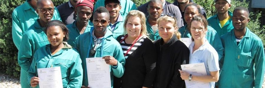  Fltr Front row:  Patricia Mntonga, VuyaniMgxekwana, Sharé Hobkirk, Amanda Van Staden, Lizelle Van Den Bergh. Middle: Akona Jordaan, Zamuxolo Nomelahle, Hilmar Dreyer, Tyron Spandiel,  Leticia Thonjeni, Moneuwa Mokoena.  Back:  Nazeem Davids, Ralph Jansen, Zolisa Magalani, Christiaan Klotz, Deon Kilian, Melikyaya Lubuza